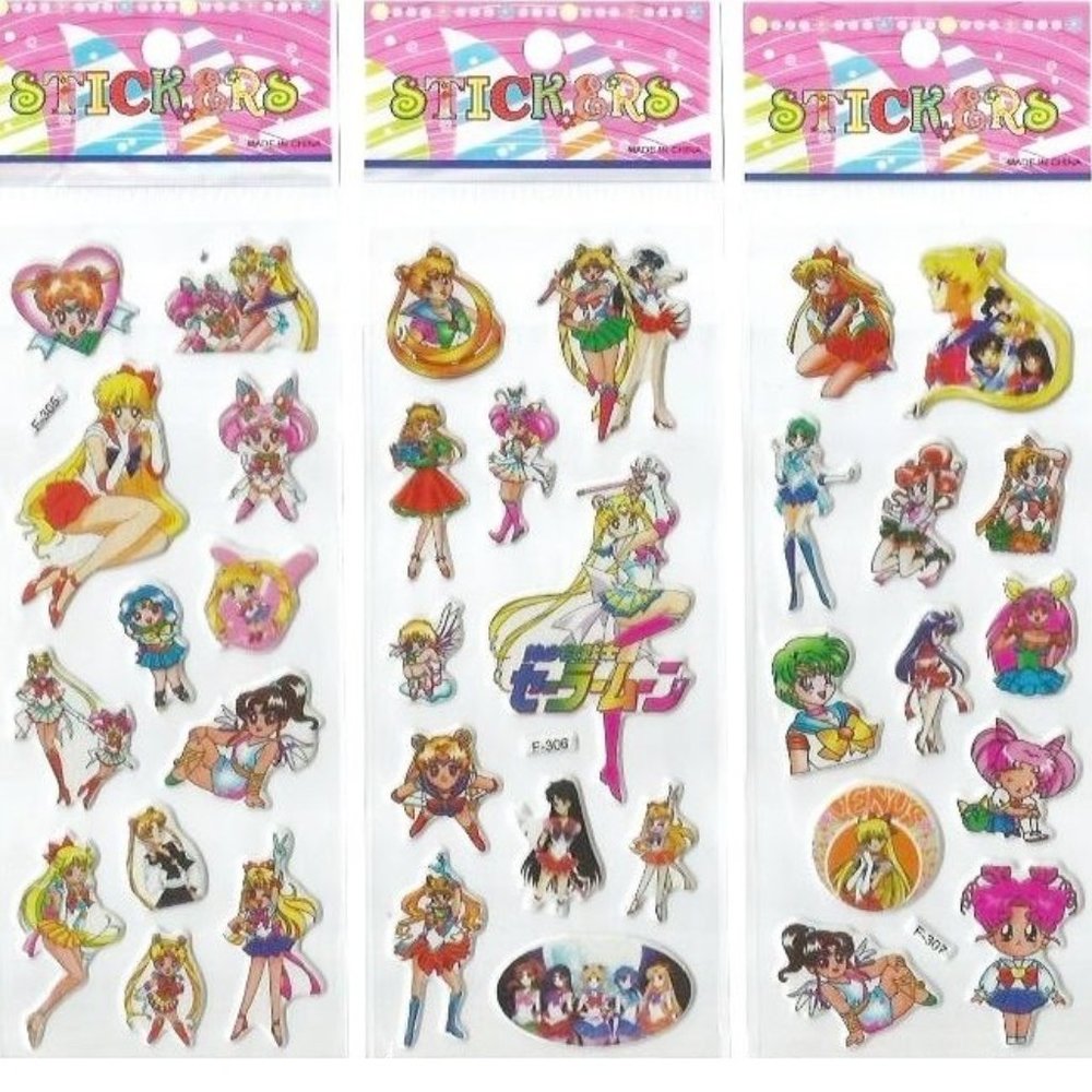 VINTAGE SAILOR STICKERS SUPER MOON ANIME STICKERS PUFFY FOAM STICKER LOT